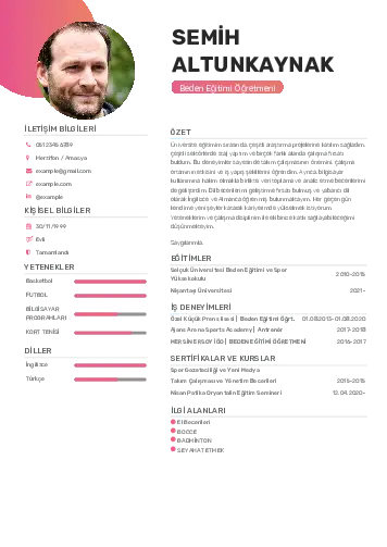 Beden Eğitimi Öğretmeni CV Örnekleri cv indir